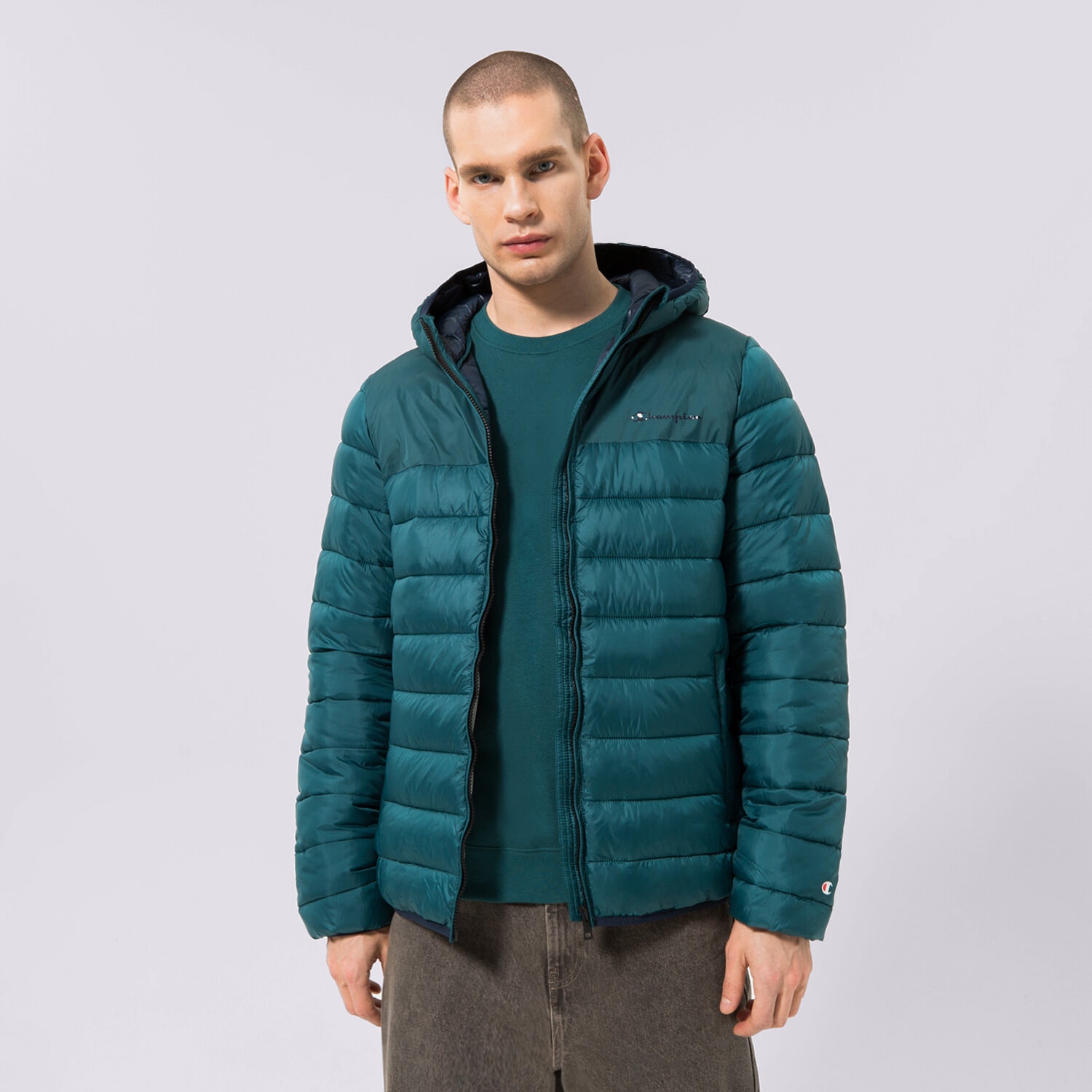 Herren Winterjacke CHAMPION JACKE WINTER HOODED JACKET 218073GS549 Grün
