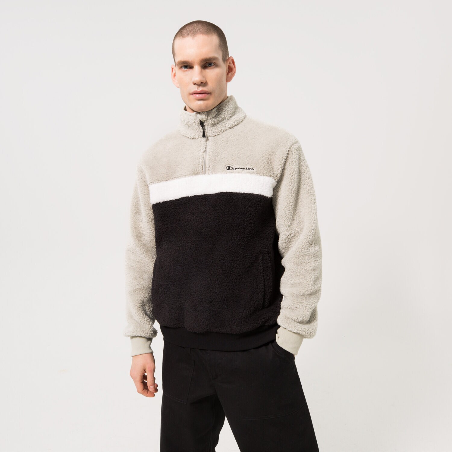 Herren CHAMPION SWEATSHIRT HALF ZIP TOP 218105KK001 Schwarz