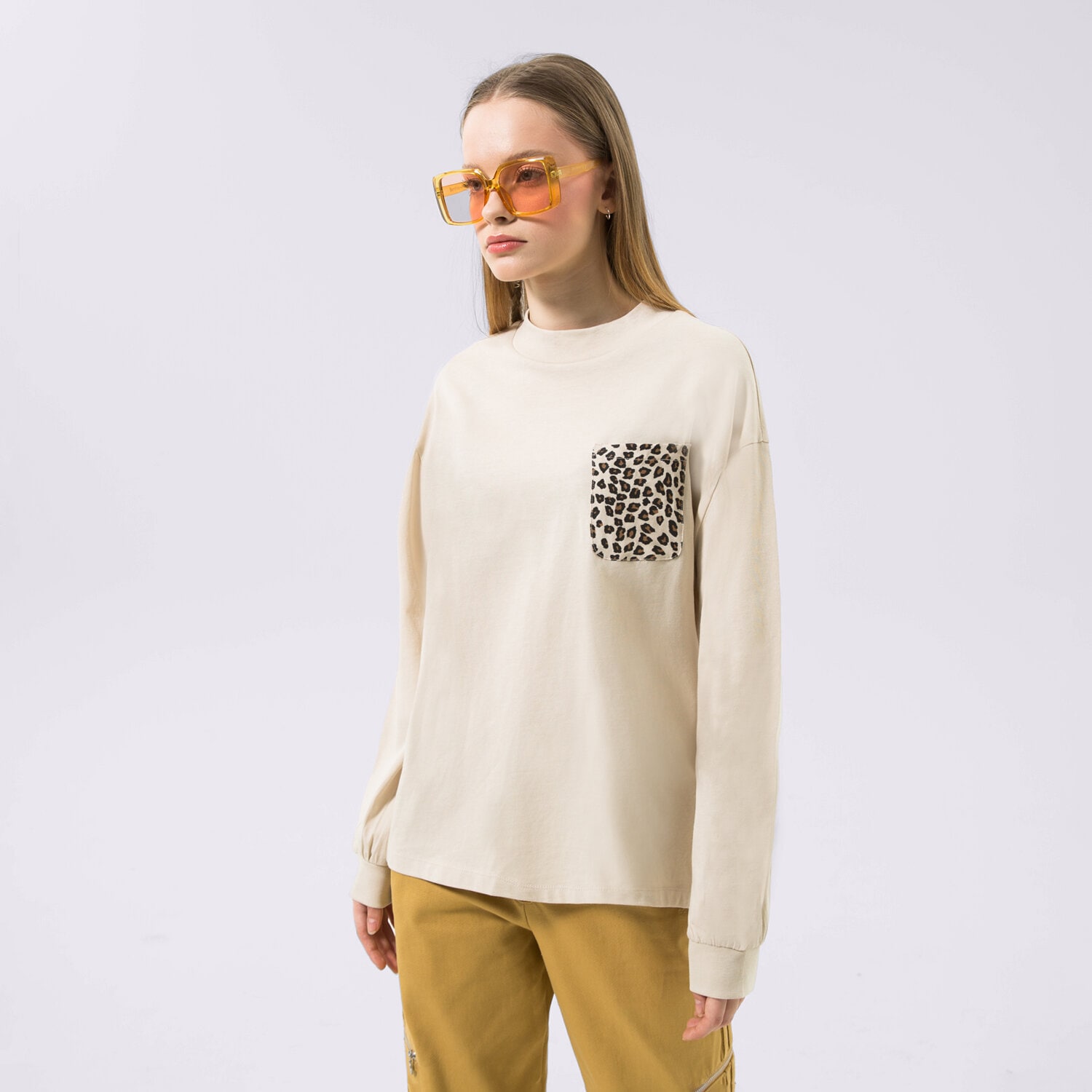 Damen T-Shirt VANS T-SHIRT LS ANIMAL MIX LS TEE OATMEAL VN00044F2N1 Beige