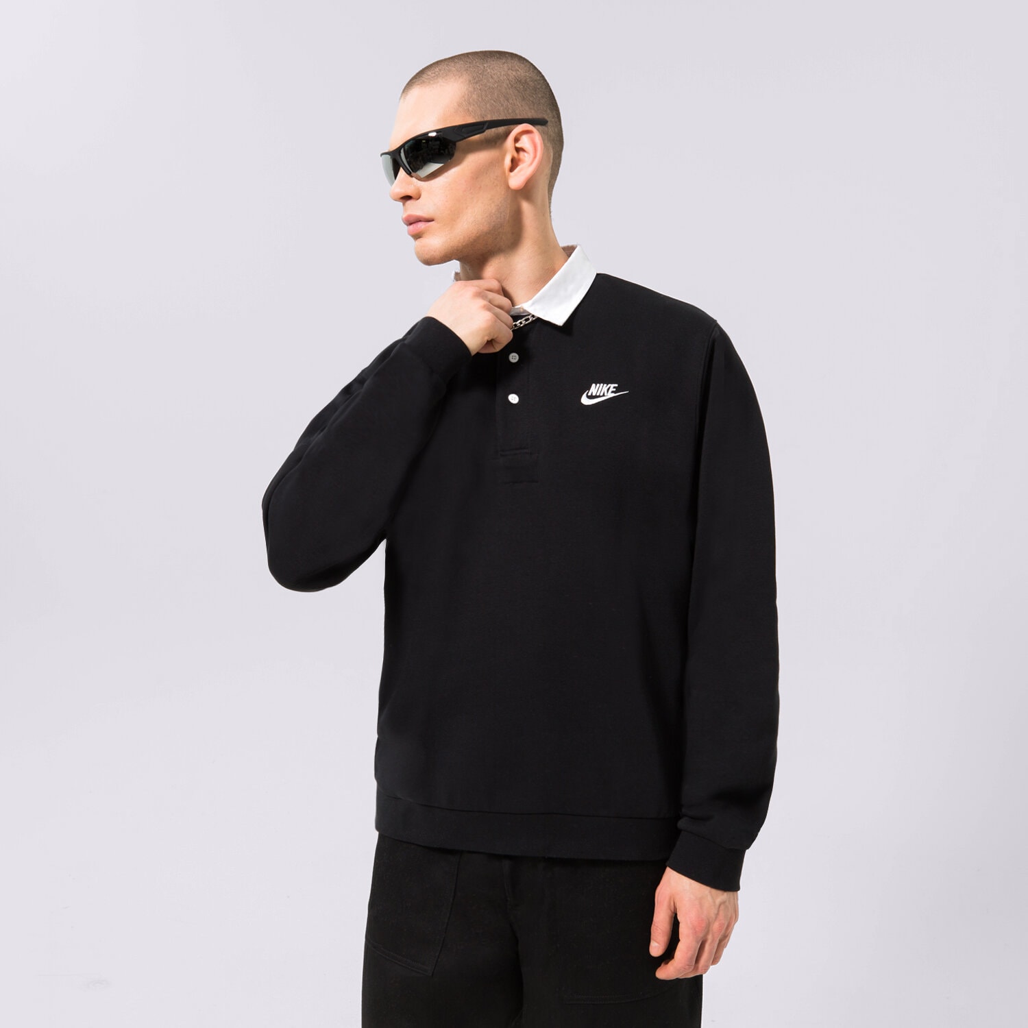 Herren Polo-Shirt NIKE T-SHIRT M NK CLUB BB LS POLO DX0537-010 Schwarz
