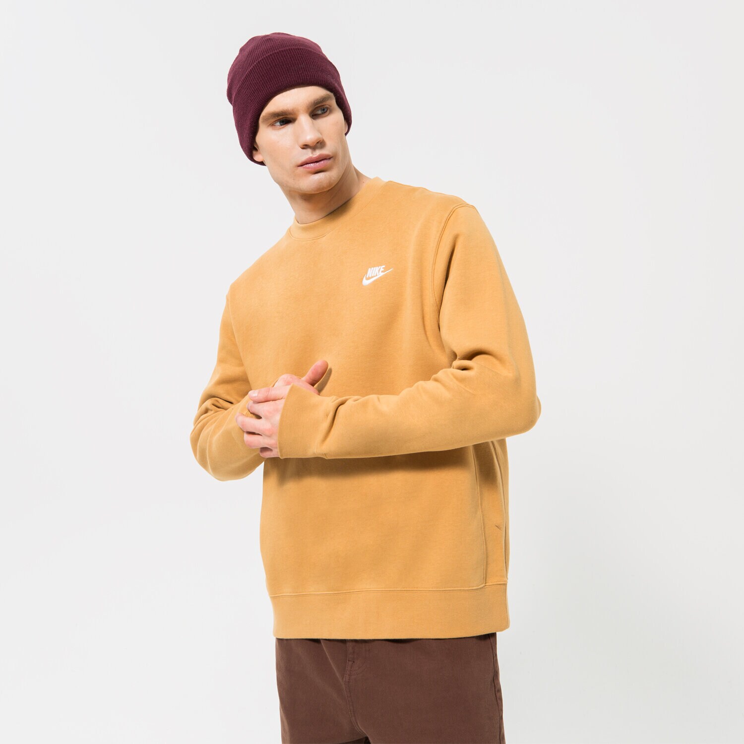 Herren NIKE SWEATSHIRT SPORTSWEAR CLUB FLEECE BV2662-722 senfgelb