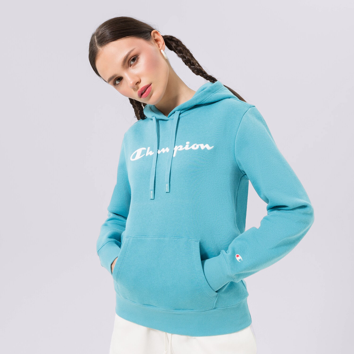 Damen CHAMPION HOODIE HOODED SWEATSHIRT 115687BS157 Blau