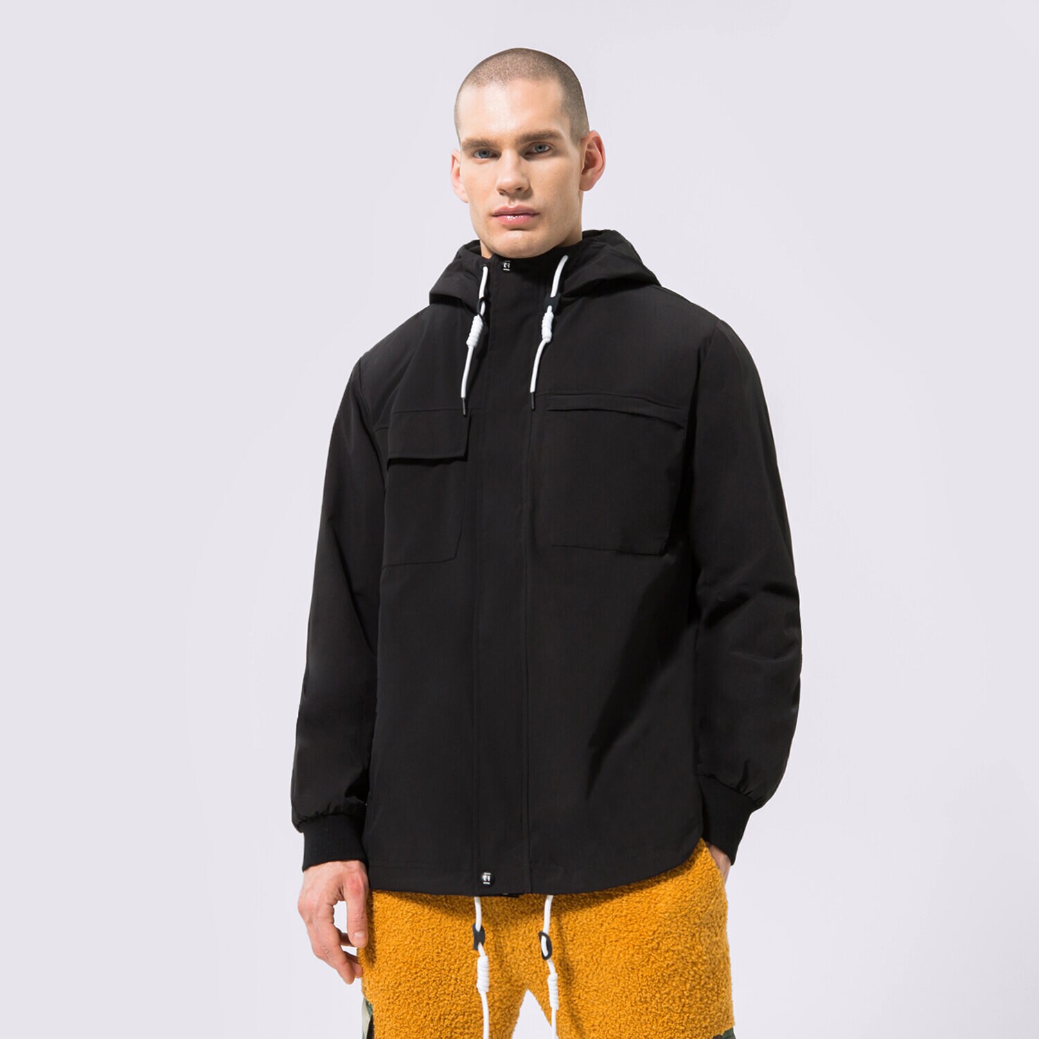 Herren Übergangsjacke CONFRONT JACKE HOODED BLACK CF123KUM05001 Schwarz