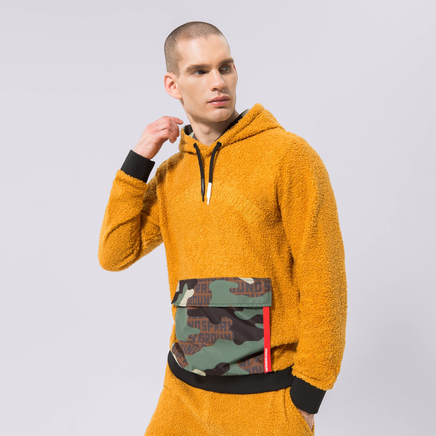 Herren SPRAYGROUND HOODIE TEDDYCAMO POCKET SP268SAND Multicolor