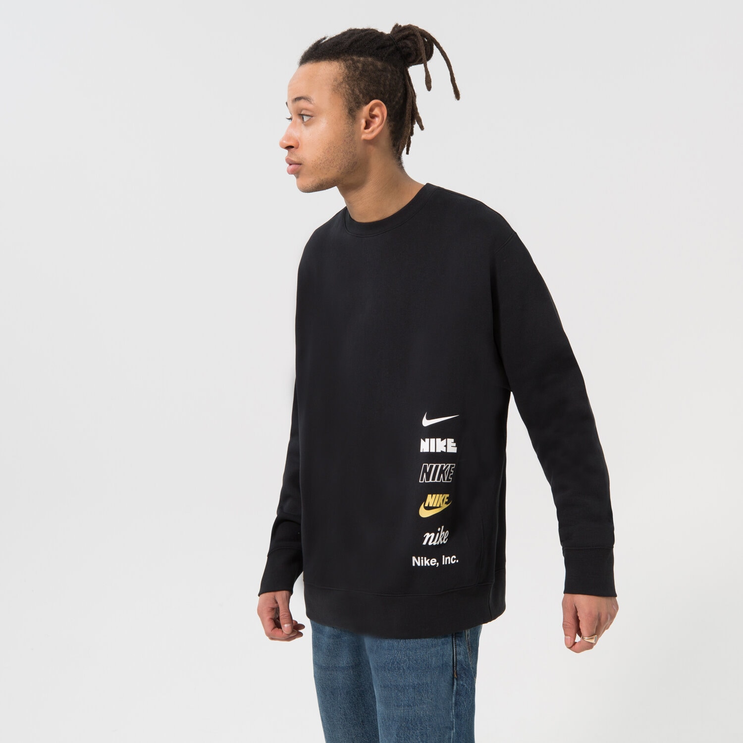 Herren NIKE SWEATSHIRT M NK CLUB + BB CREW MLOGO DX0781-010 Schwarz
