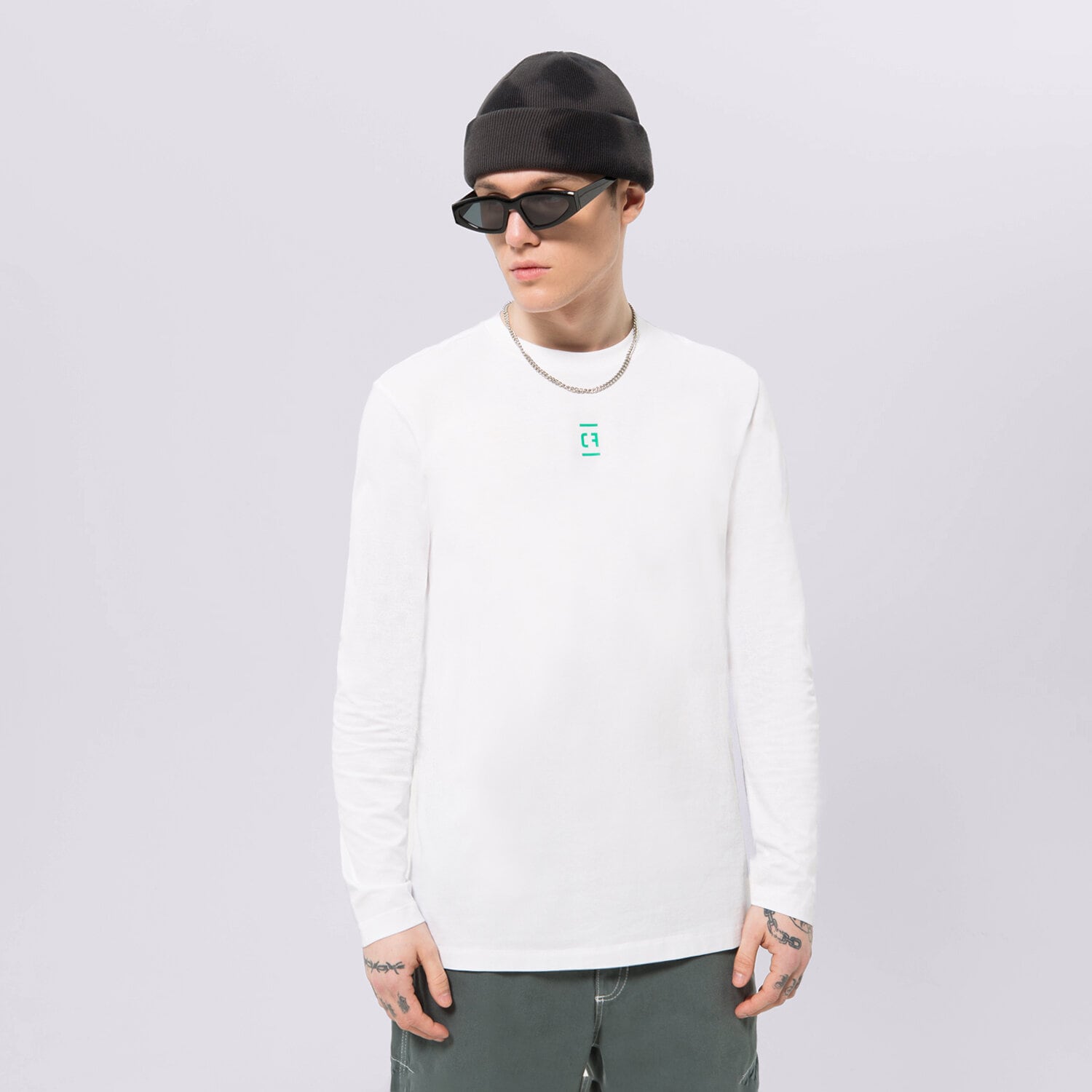 Herren T-Shirt CONFRONT T-SHIRT LONGSLEEVE WHITE CF123TLM01001 Weiß