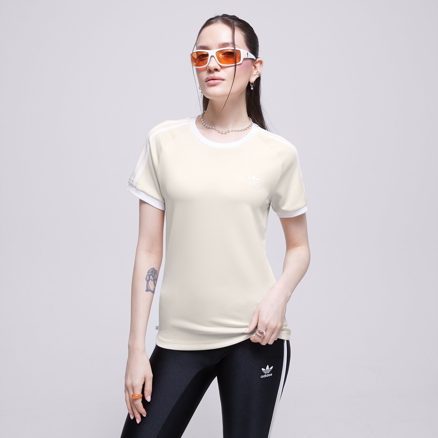 Damen T-Shirt ADIDAS T-SHIRT SLIM 3 STR IB7440 Beige