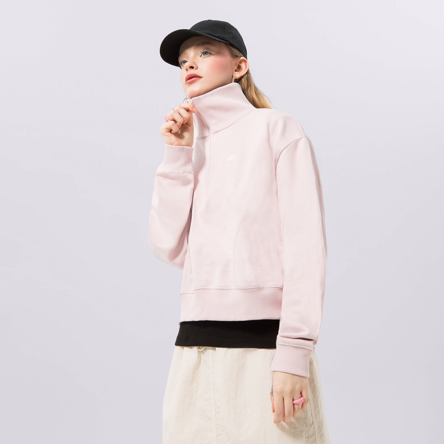 Damen NEW BALANCE SWEATSHIRT MIT   REIßVERSCHLUSS NB ATHLETICS WT31501SOI Rosa