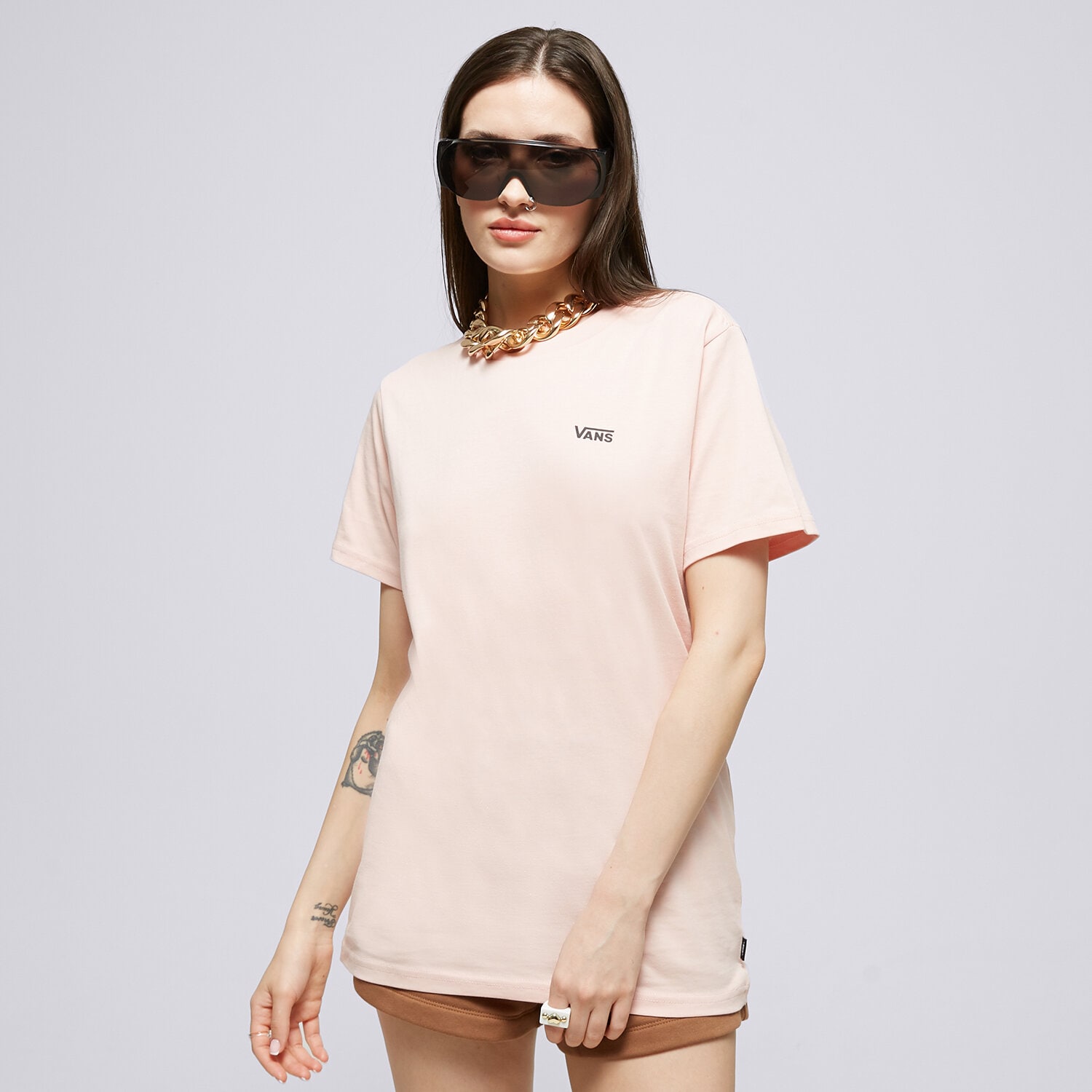 Damen T-Shirt VANS T-SHIRT LEFT CHEST LOGO TEE EM VN0A7RSRBQL Rosa