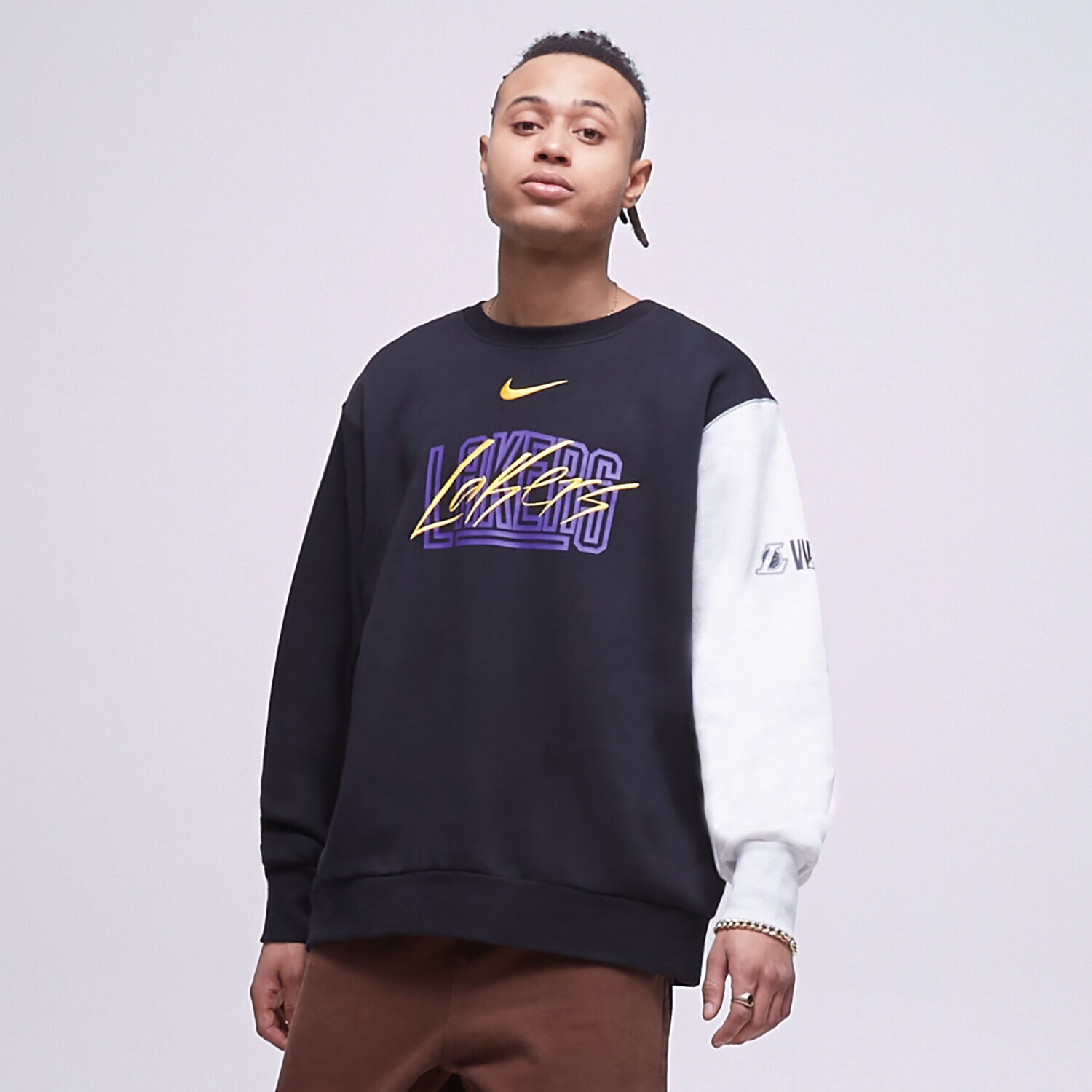 Herren NIKE SWEATSHIRT LAL M NK FLC CREW CTS GX NBA DR9333-010 Schwarz