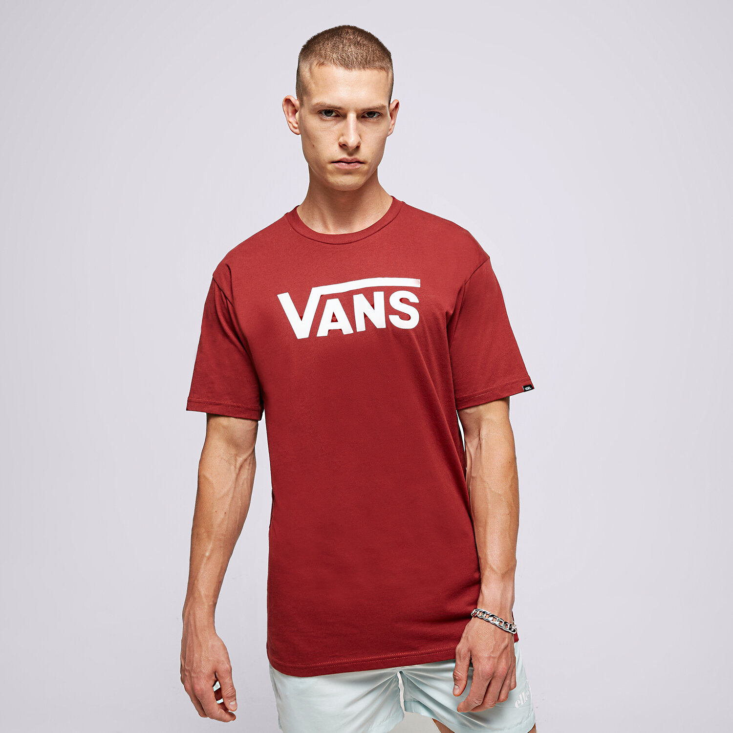 Herren T-Shirt VANS T-SHIRT MN VANS CLASSIC SYRAH-WHITE VN000GGGBWD1 Dunkelrot