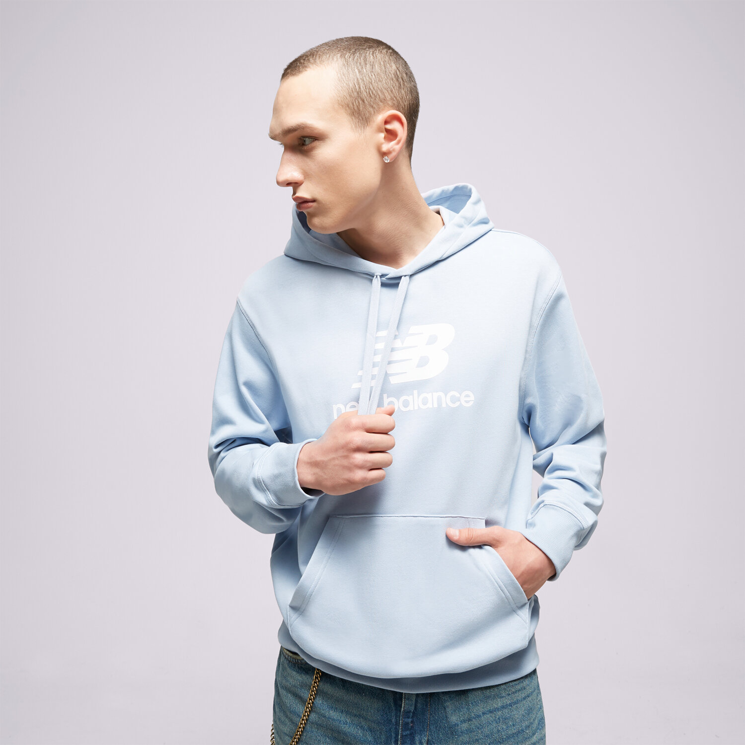 Herren NEW BALANCE HOODIE ESSENTIALS STACKED MT31537LAY Blau