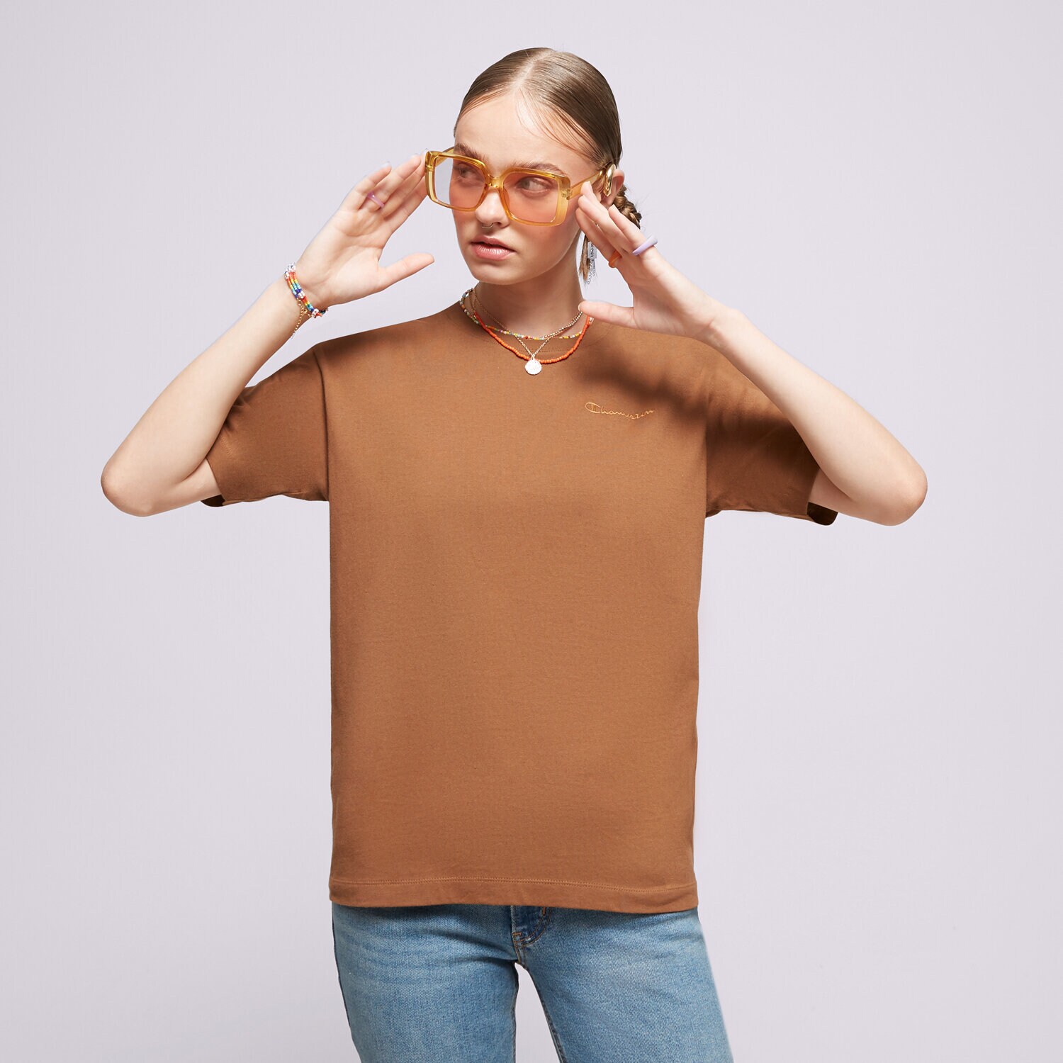 Damen T-Shirt CHAMPION T-SHIRT CREWNECK T-SHIRT 116862MS519 Braun
