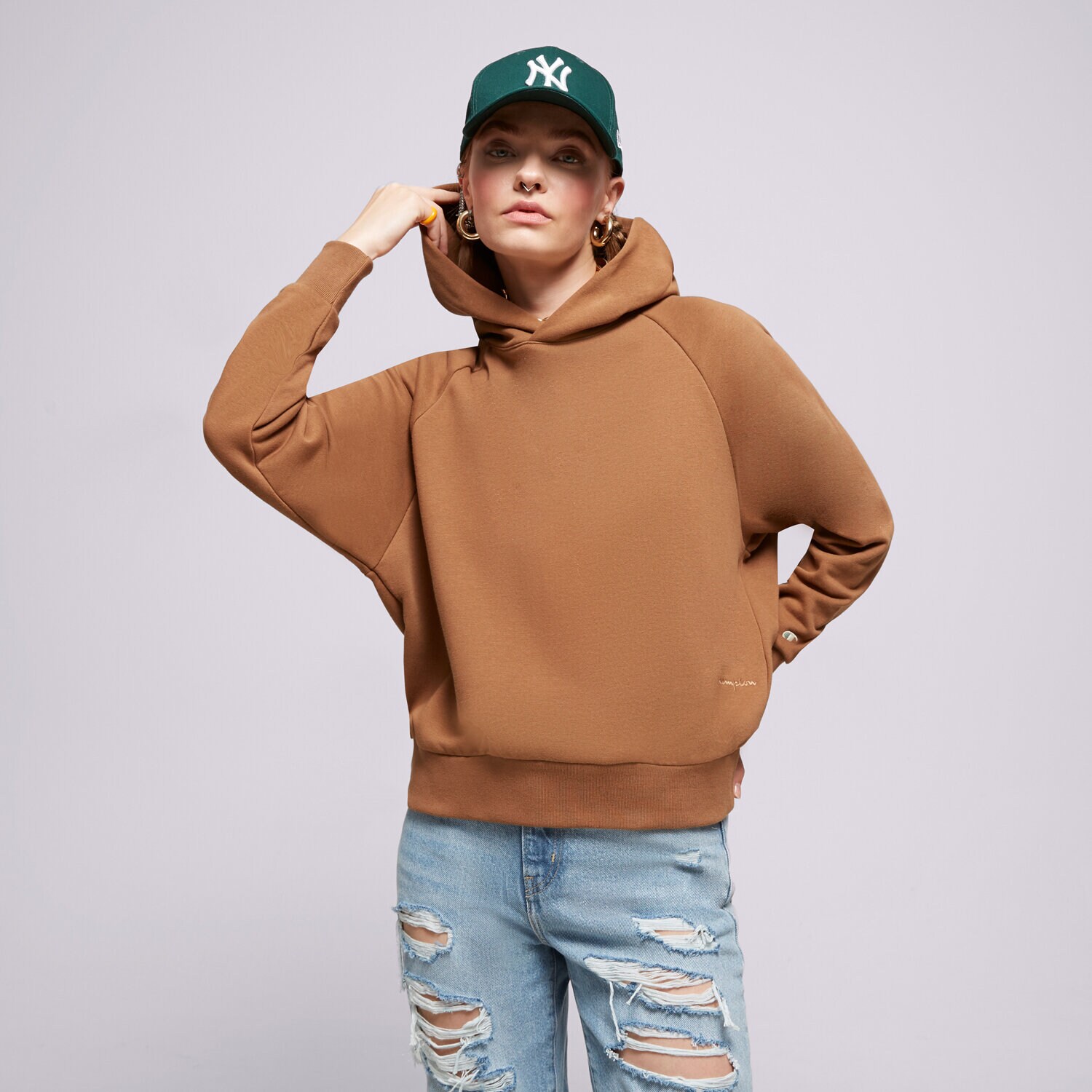 Damen CHAMPION HOODIE HOODED SWEATSHIRT 116215MS519 Braun