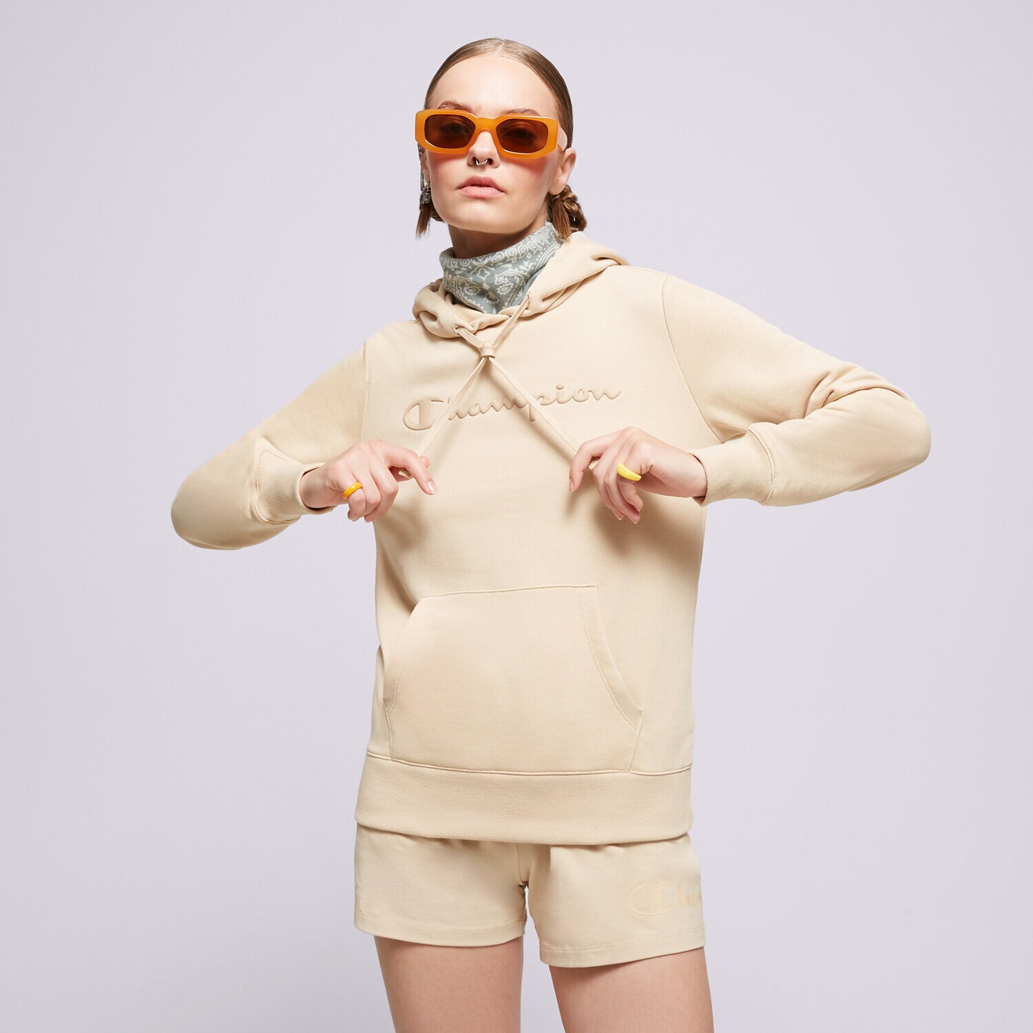 Damen CHAMPION HOODIE HOODED SWEATSHIRT 116065MS073 Beige