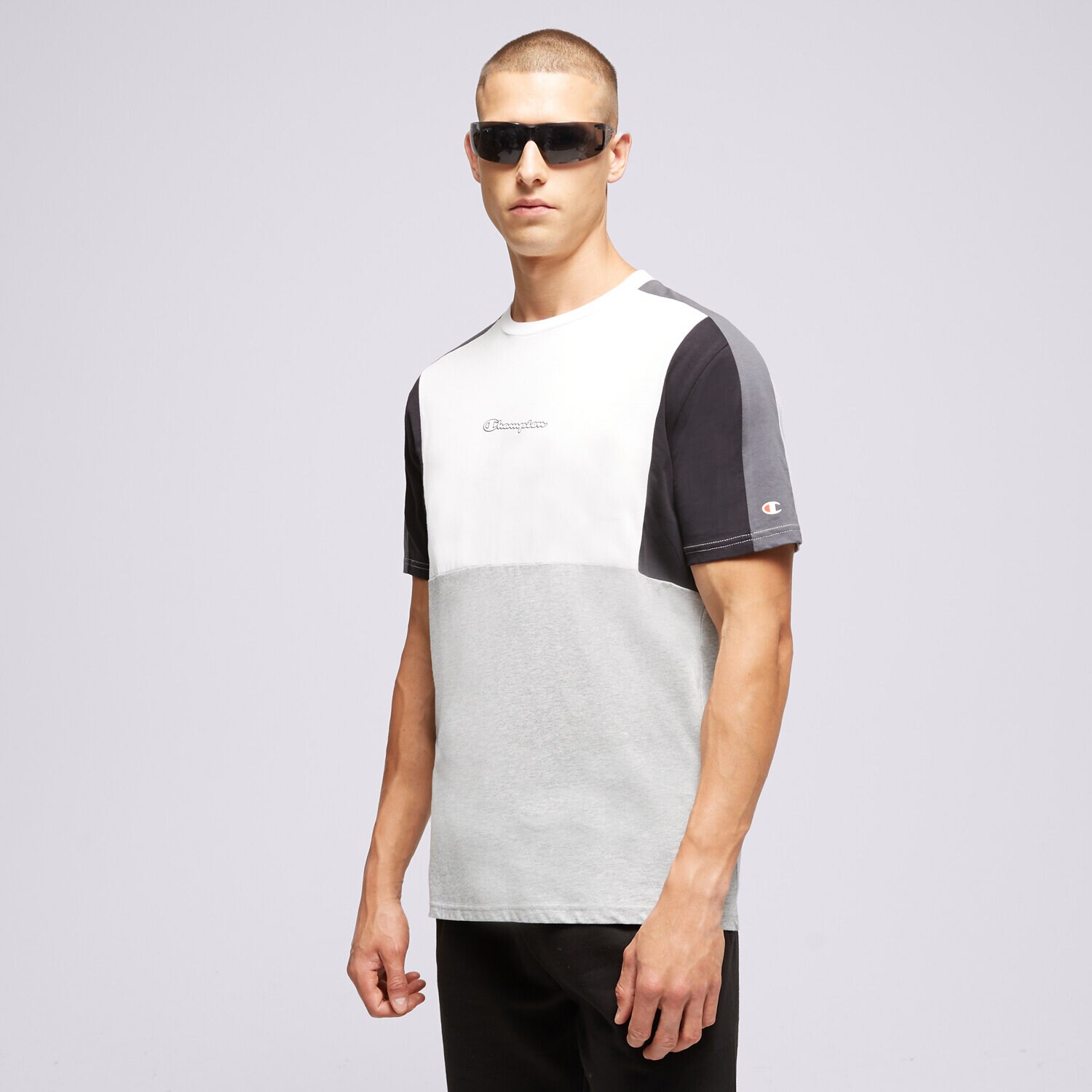 Herren T-Shirt CHAMPION PANEL T SHIRT 218426EM006 Grau