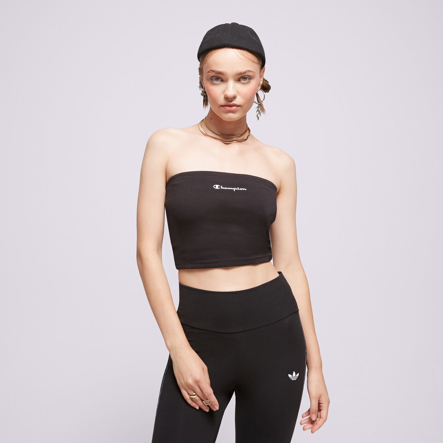 Damen T-Shirt CHAMPION SCRIPT BANDEAU TOP  114857NBKKK001 Schwarz