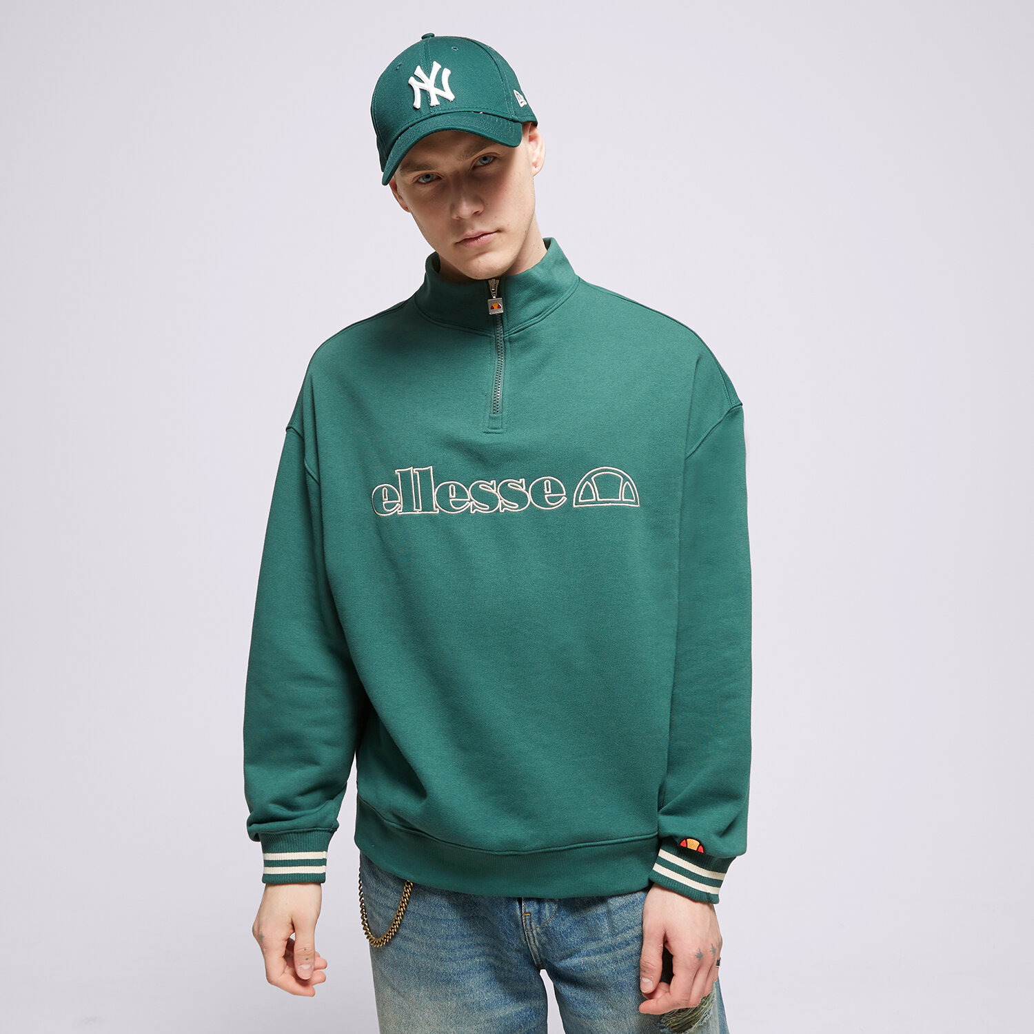 Herren ELLESSE SWEATSHIRT MIT REIßVERSCHLUSS   SIESTALLI DGREEN 1/2 SHS18657502 Grün