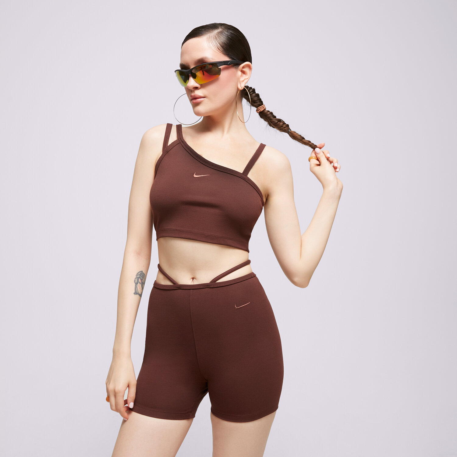 Damen T-Shirt NIKE TANK W NSW EVRDY MOD AYSM CROP TANK DV7926-227 Braun