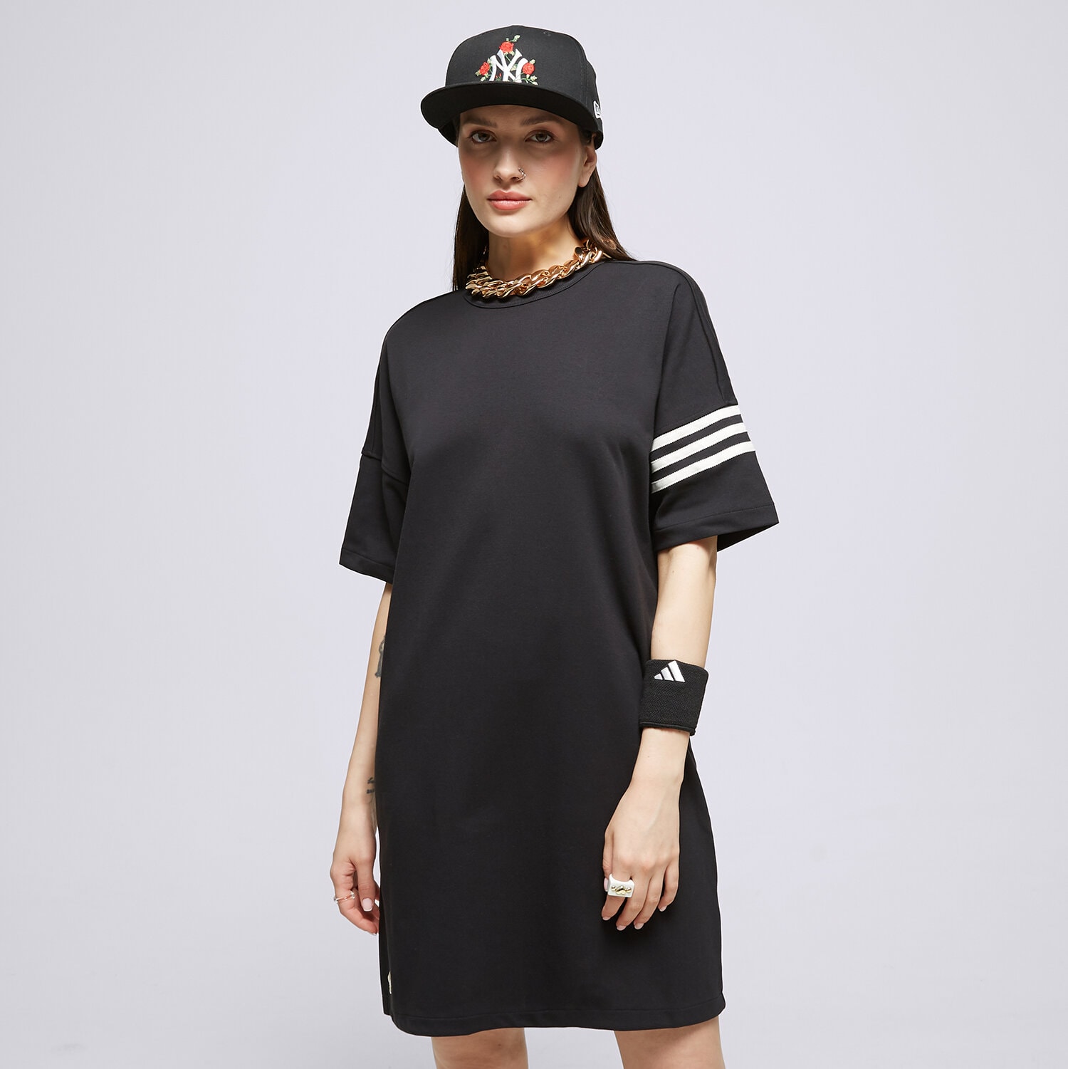 Damen Kleid ADIDAS TRAININGSANZUGS TEE TRAININGSANZUGS IB7309 Schwarz