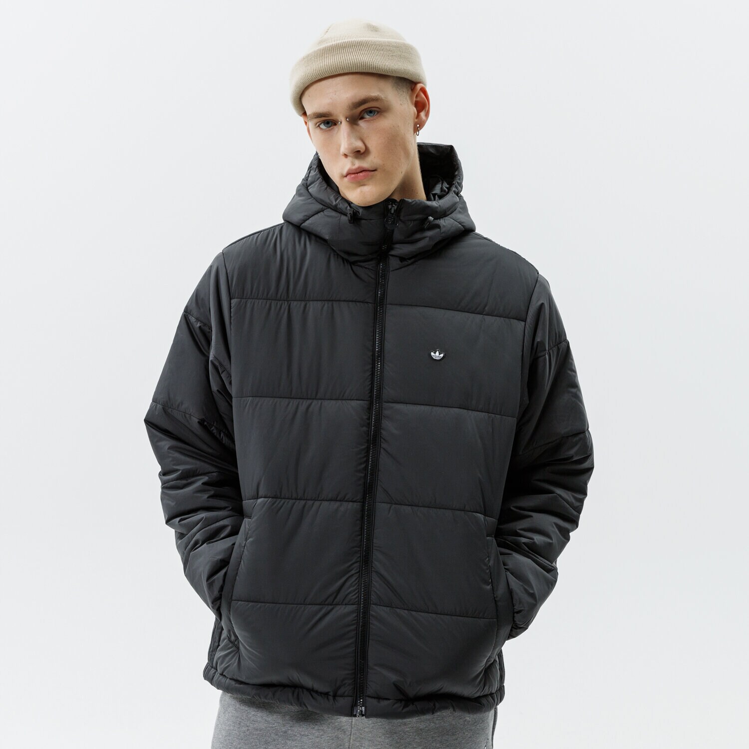Herren Winterjacke ADIDAS JACKE PAD HOODED PUFF H13555 Schwarz