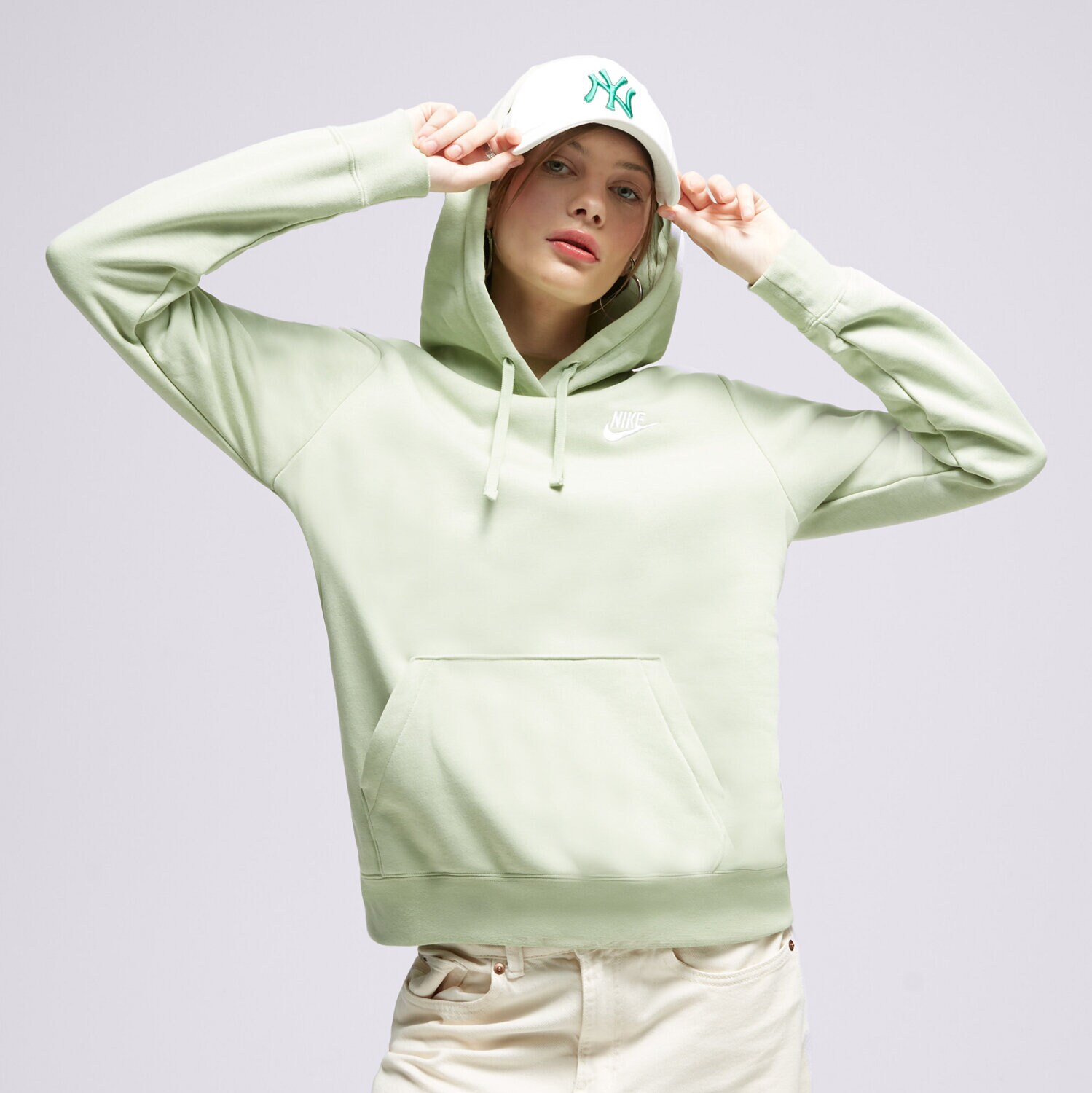 Damen NIKE HOODIE W NSW CLUB FLC DQ5793-343 Grün