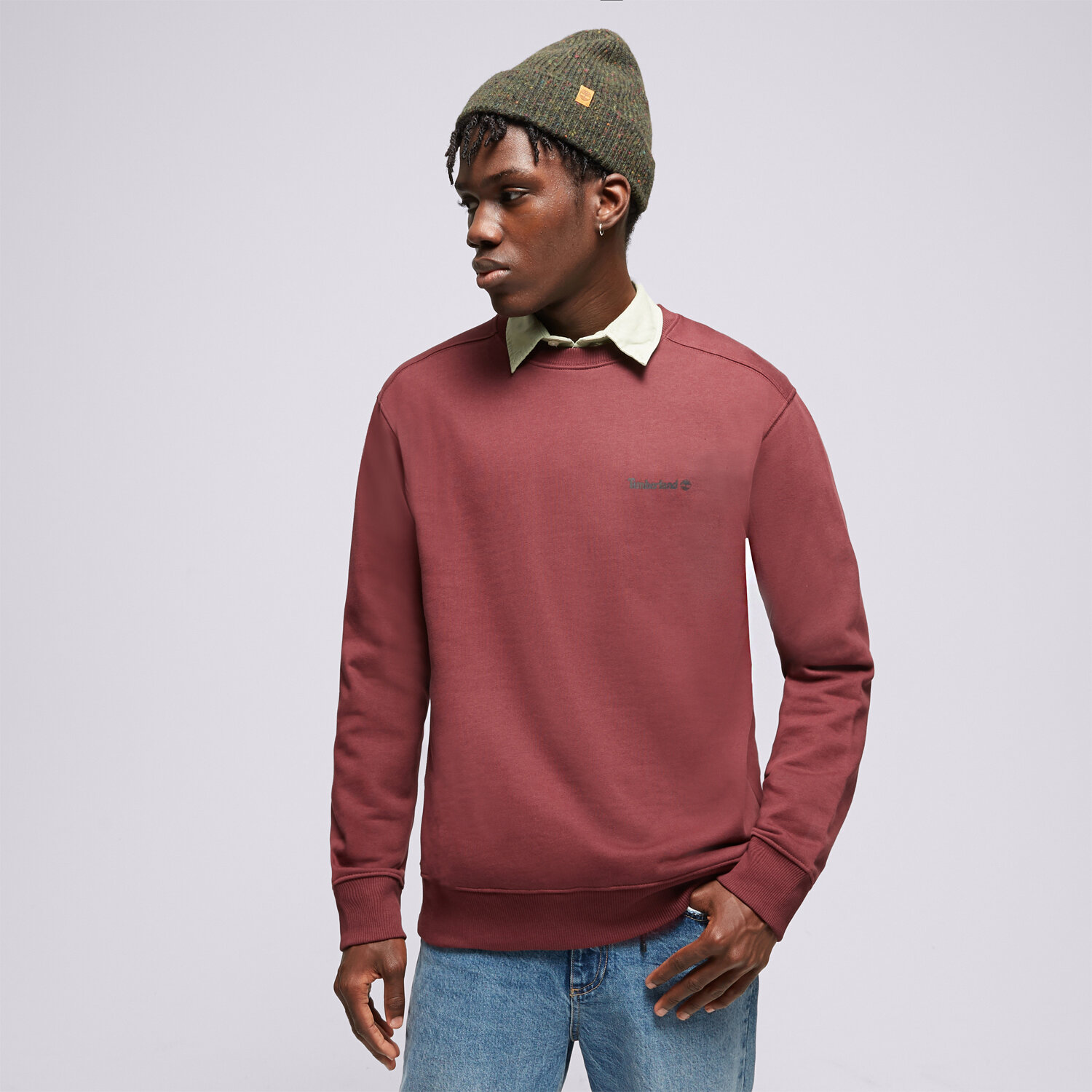Herren TIMBERLAND SWEATSHIRT SMALL LOGO PRINT CREW NECK TB0A5PDVI301 Dunkelrot