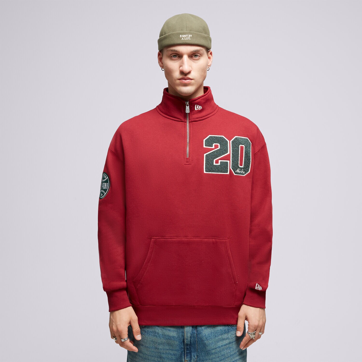 Herren NEW ERA SWEATSHIRT MIT REIßVERSCHLUSS   NE QUARTER ZIP NONE 60416404 Dunkelrot