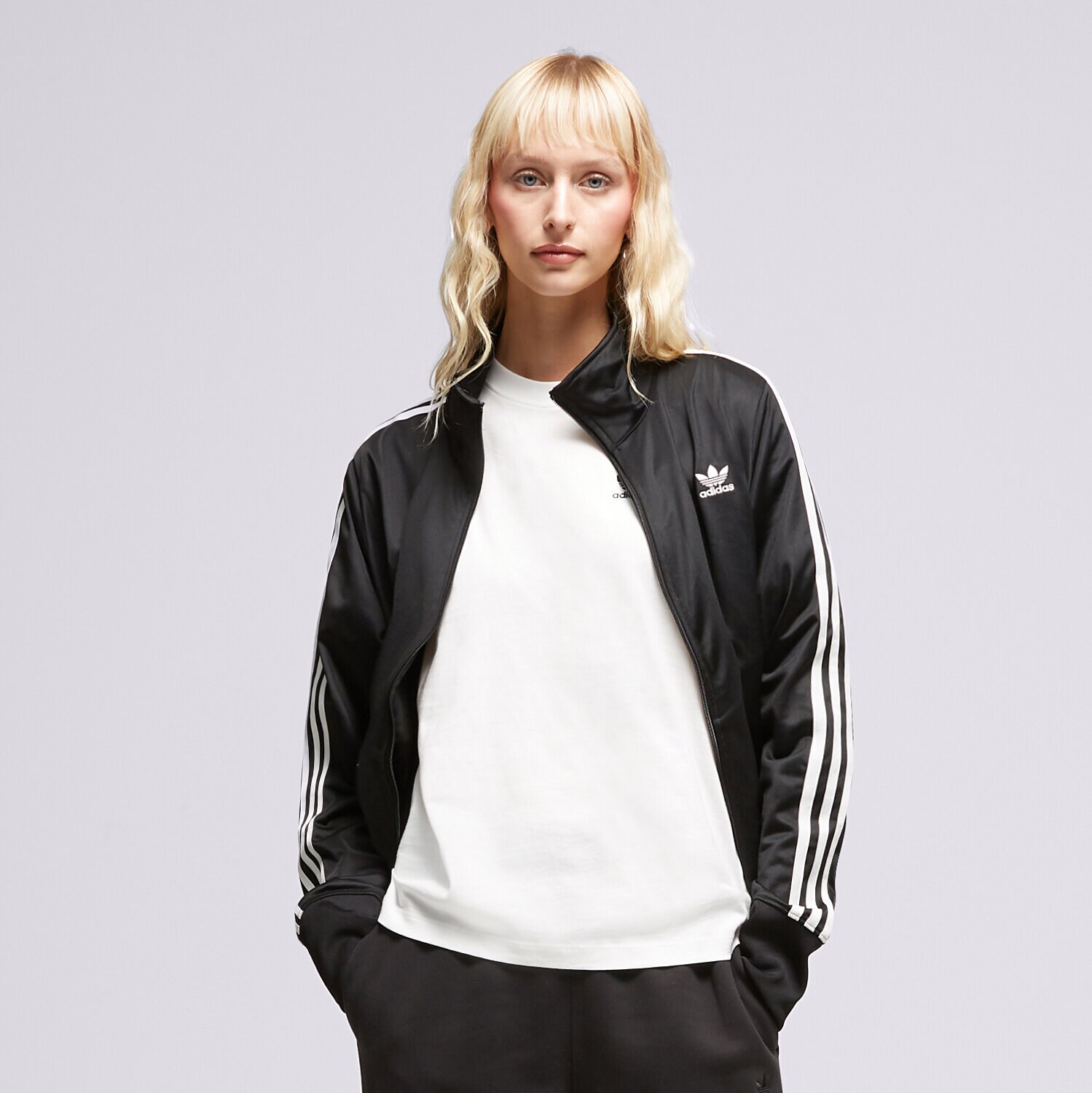 Damen ADIDAS SWEATSHIRT MIT REIßVERSCHLUSS FIREBIRD TT SIZE+ IL9046 Schwarz
