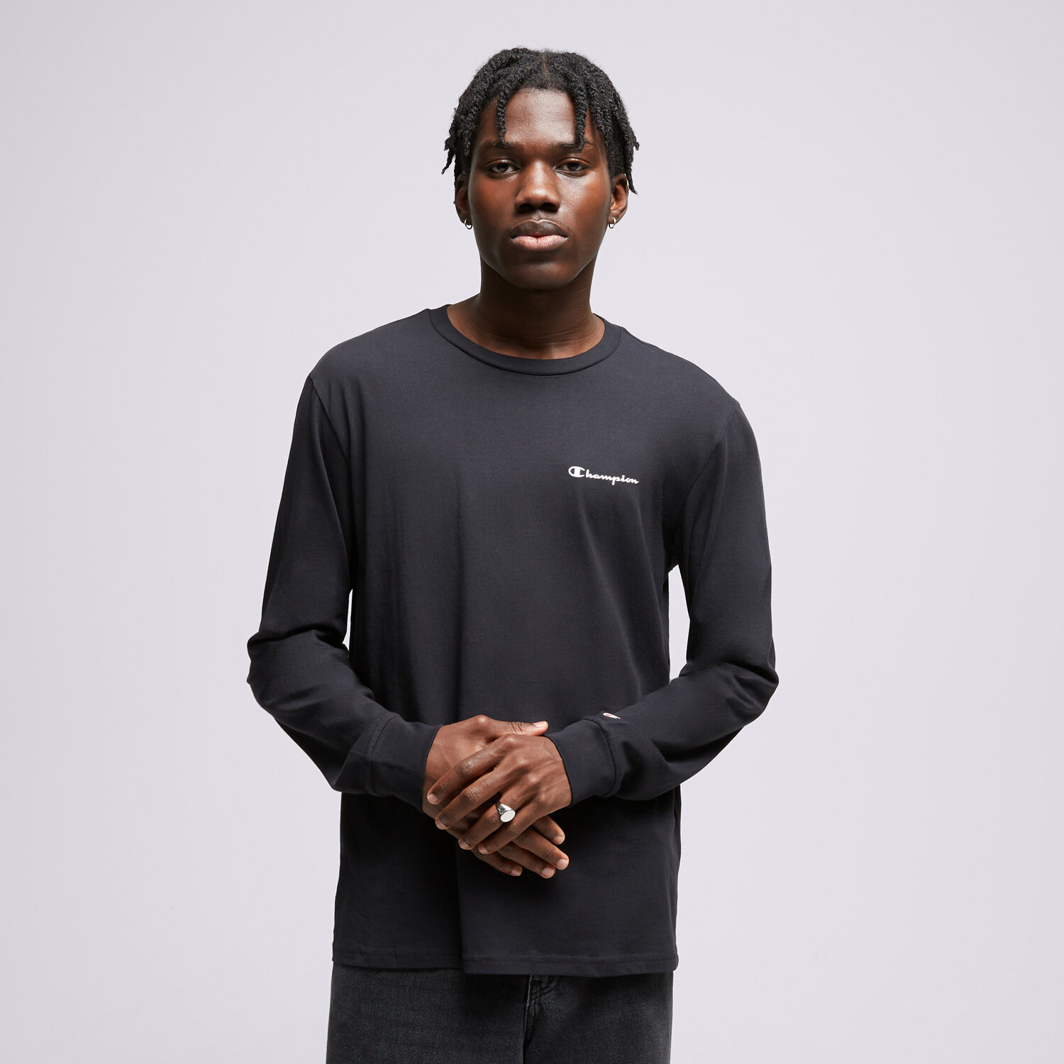 Herren T-Shirt CHAMPION T-SHIRT LONG SLEEVE CREWNECK T-SHIRT 218293KK001 Schwarz