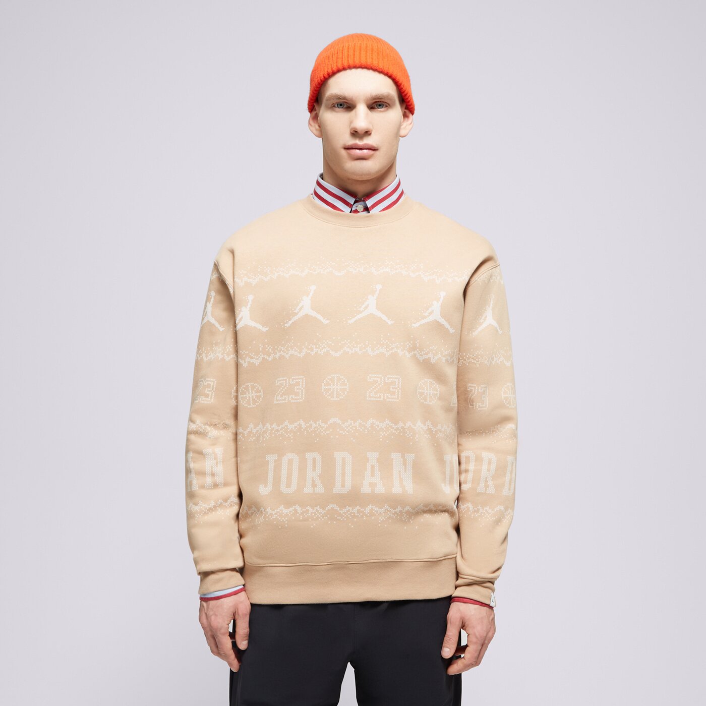 JORDAN SWEATSHIRT M J ESS MMBR HLDY FLC CREW FD7463-200 | BEIGE 
