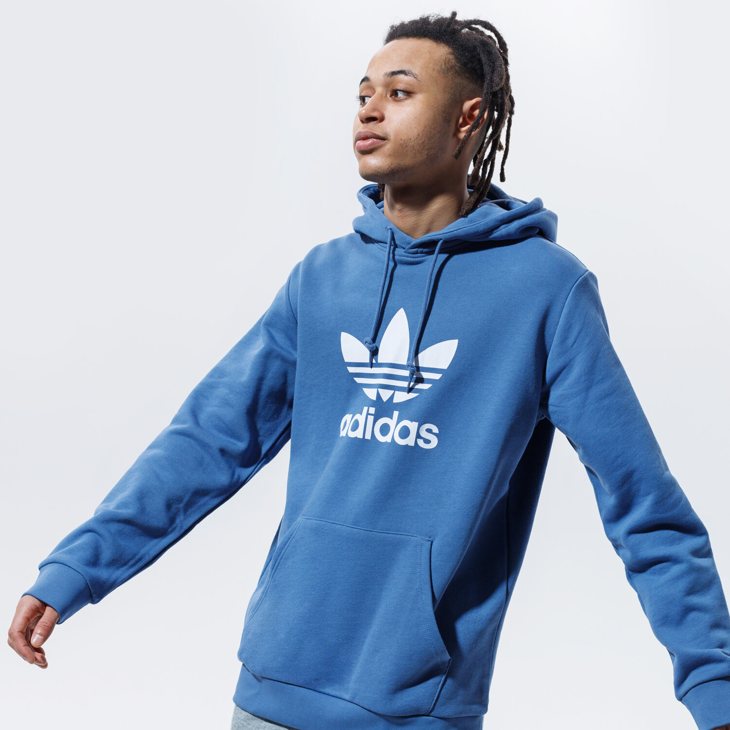 Adidas trefoil hoodie blau sale